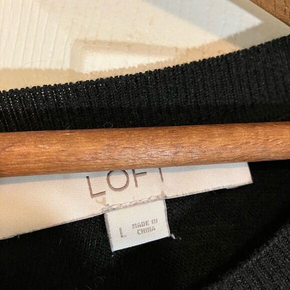 Loft sweater, black, button detail, excellent condition, size large - Picture 3 of 4